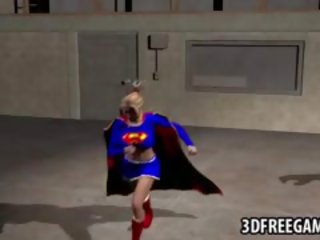 3d supergirl được fucked lược qua một musclular stud