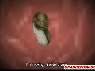 Bigboobs hentai coed blir borrade alla hål av snakes